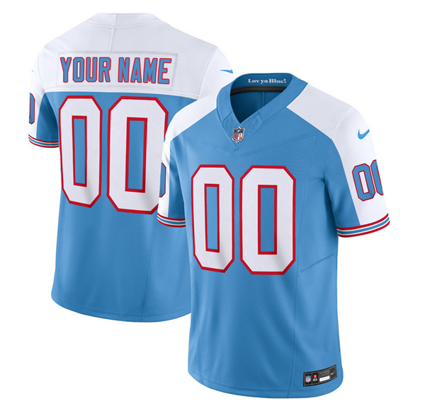 Men's Tennessee Titans Active Player Custom Blue/White 2023 F.U.S.E. Vapor Limited Throwback Football Stitched Jersey